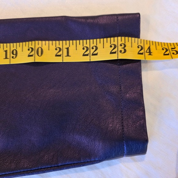 Chicos Metallic Purple Faux Leather Open Front Jacket Size 1 570149388 - Picture 11 of 13